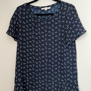 Flowy Blouse with Open Back and Flutter Trim